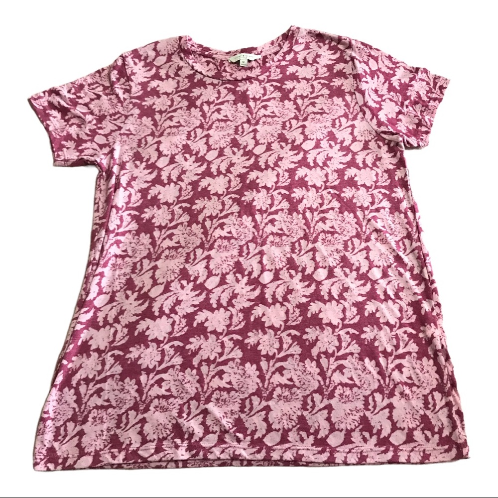 CLEARANCE ~ LUCKY BRAND Floral Print Baby Tee V-Neck T-Shirt